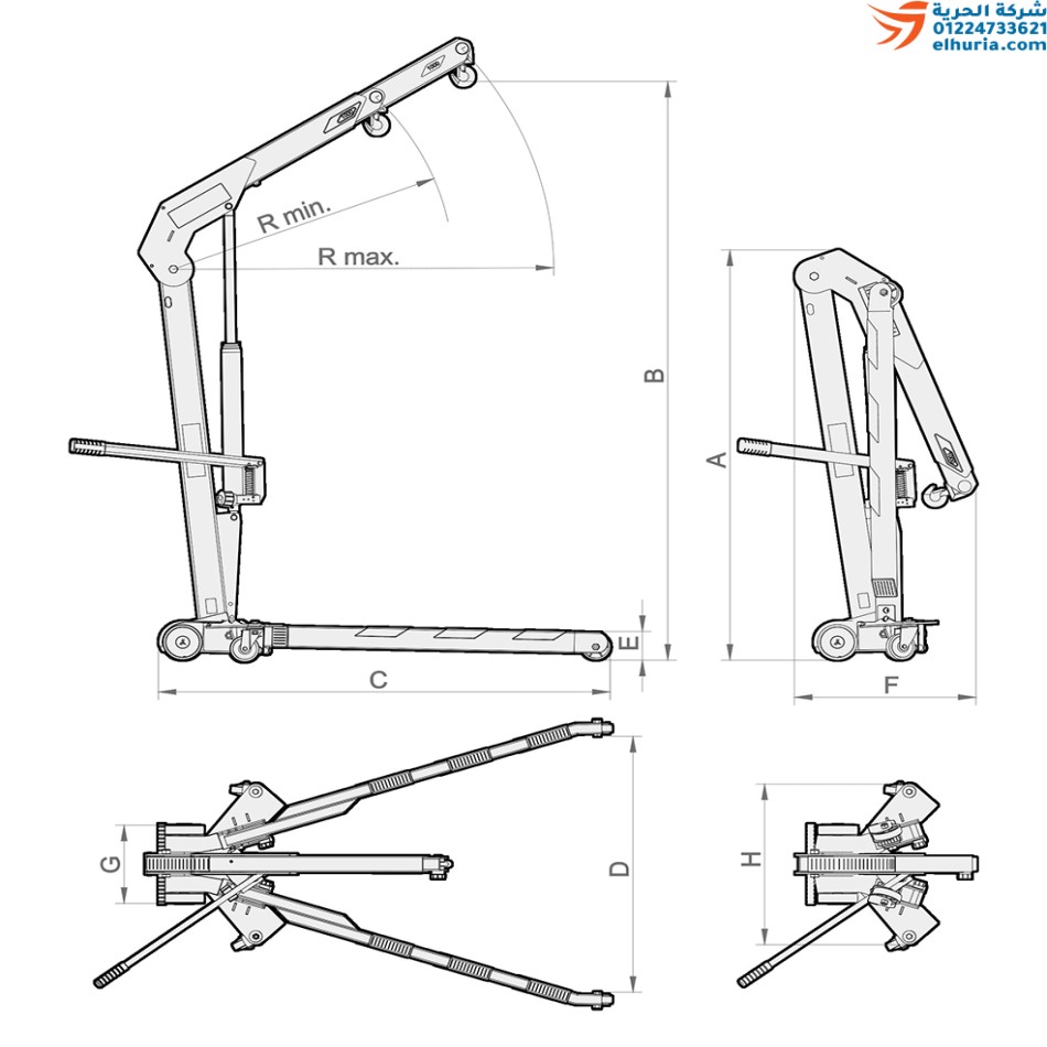 Spanish Mega articulated crane, 650 kg, Mega CRV6